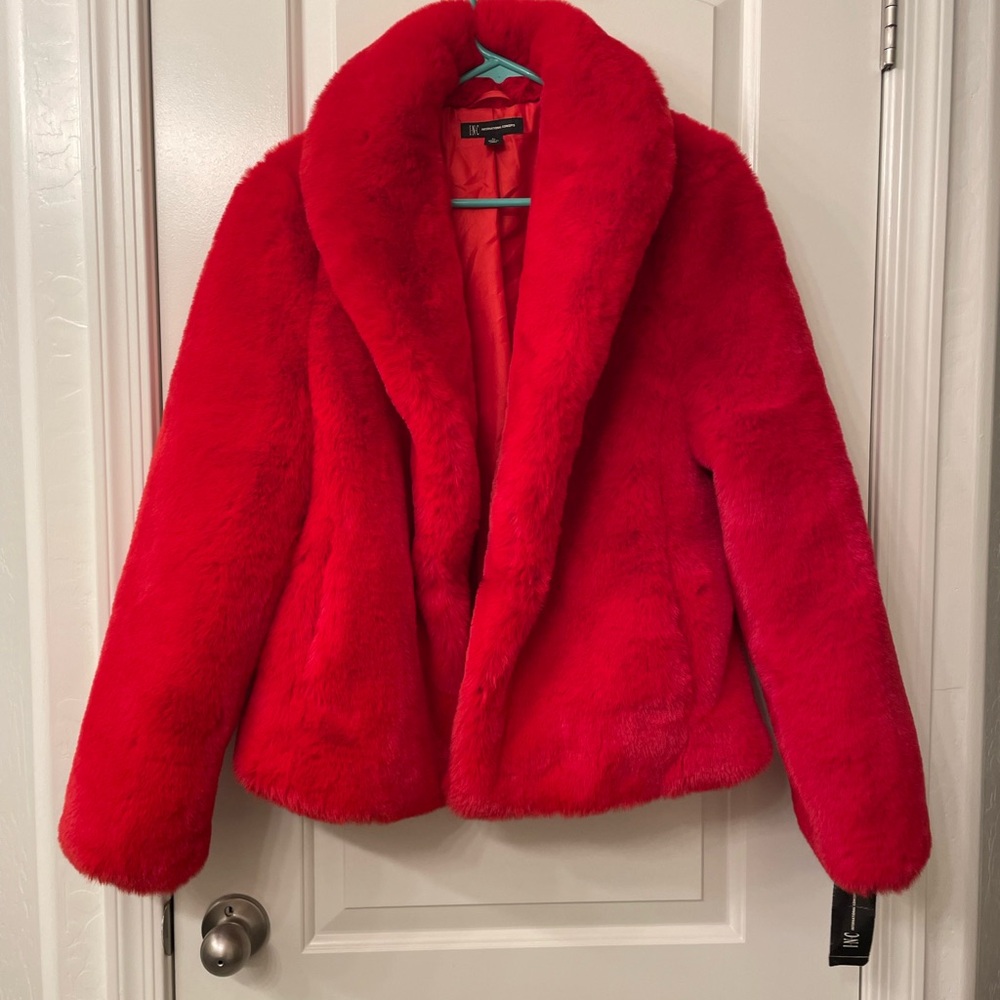 INC International Concepts Vibrant Red Teddy Jacket